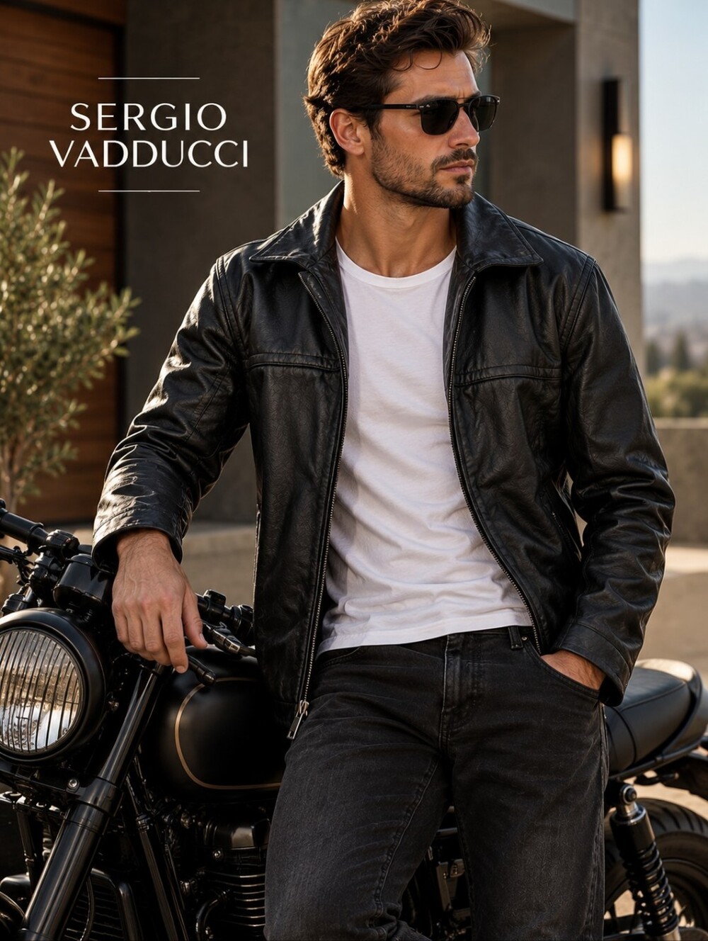 Sergio Vadducci Genuine Leather Men’s Black Jacket Size M Classic Zip